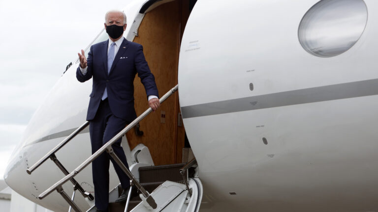 Democratic presidential nominee Joe Biden, seen here on Aug. 31 in West Mifflin, Pa., set a monthly record for presidential fundraising. (Alex Wong/Getty Images)