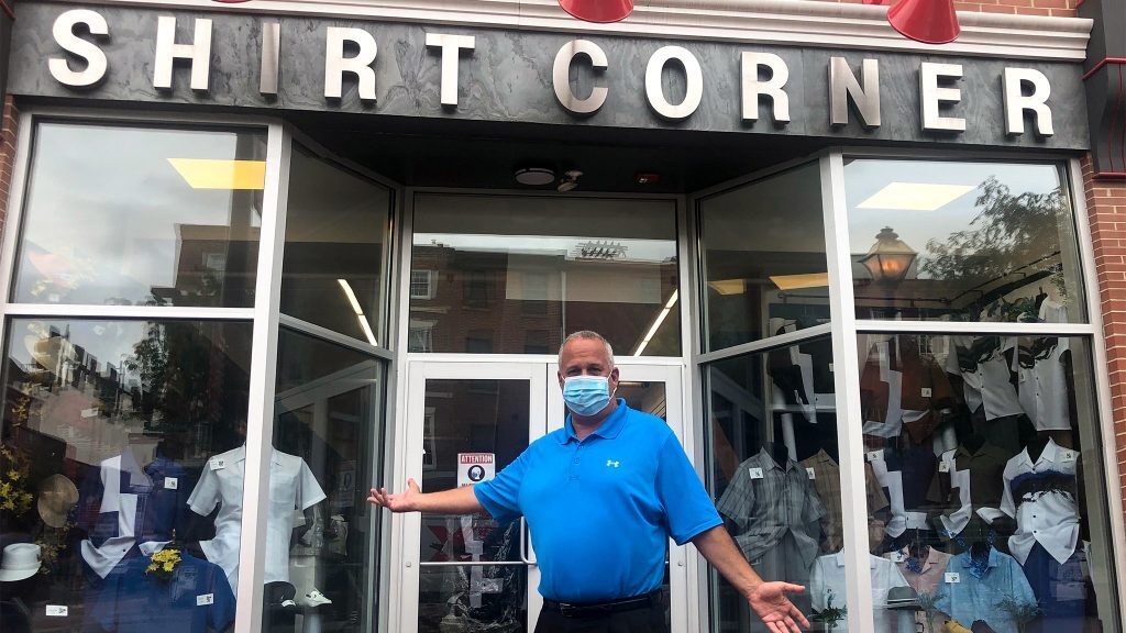 Third-generation proprietor Gary Ginsberg shows off his new storefront at 3rd and Market. (Max Marin/Billy Penn)