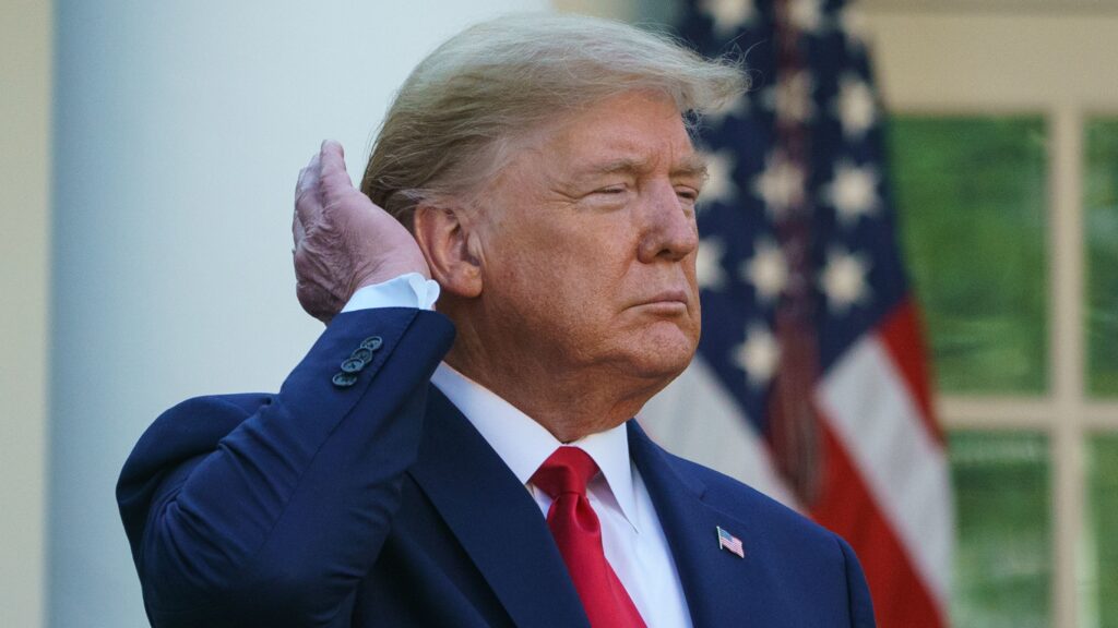 President Trump has reportedly claimed tens of thousands of dollars in tax deductions over expenses such as haircuts. Trump is seen here during a briefing at the White House in March. President Trump