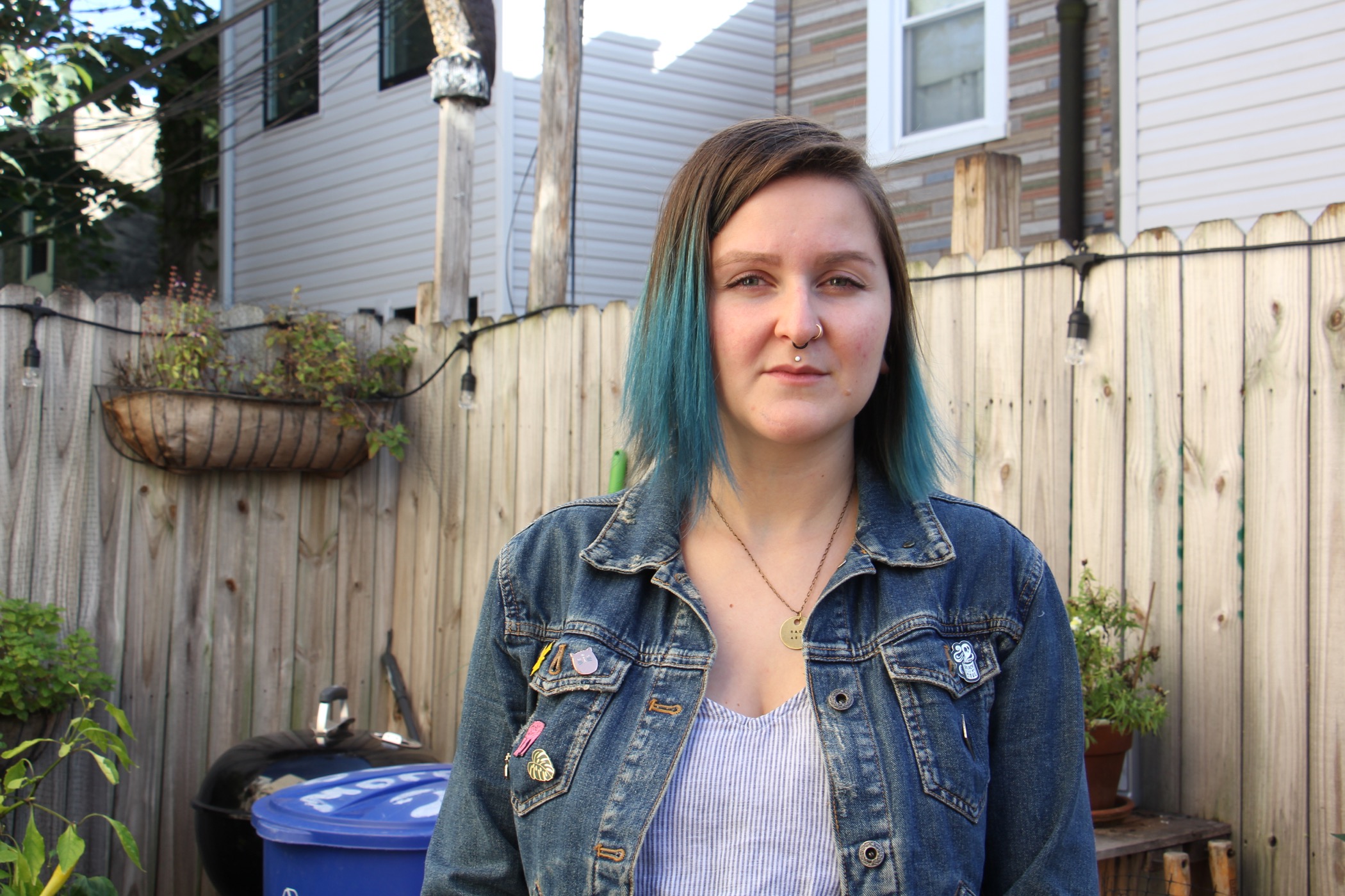 Melissa Durko outside her South Philadelphia rowhouse