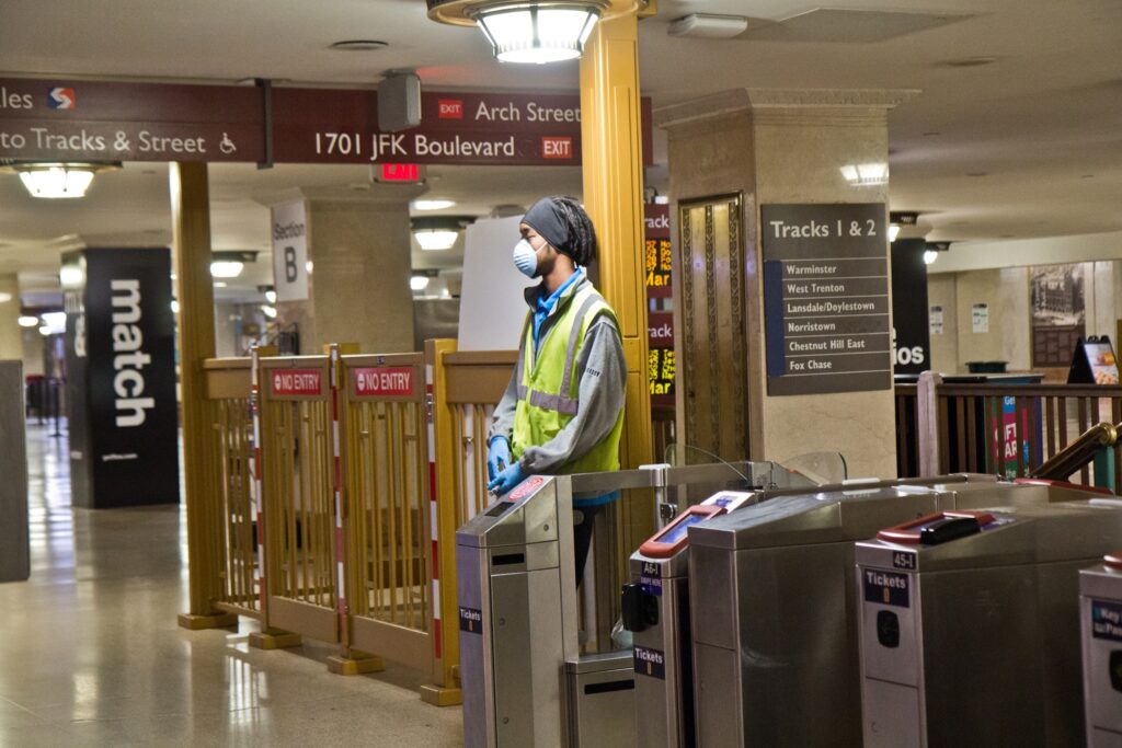 2020 3 17 k paynter public transit and streets-15 Regional rail stations were nearly empty in the wake of the coronavirus shutdown. (Kimberly Paynter/WHYY