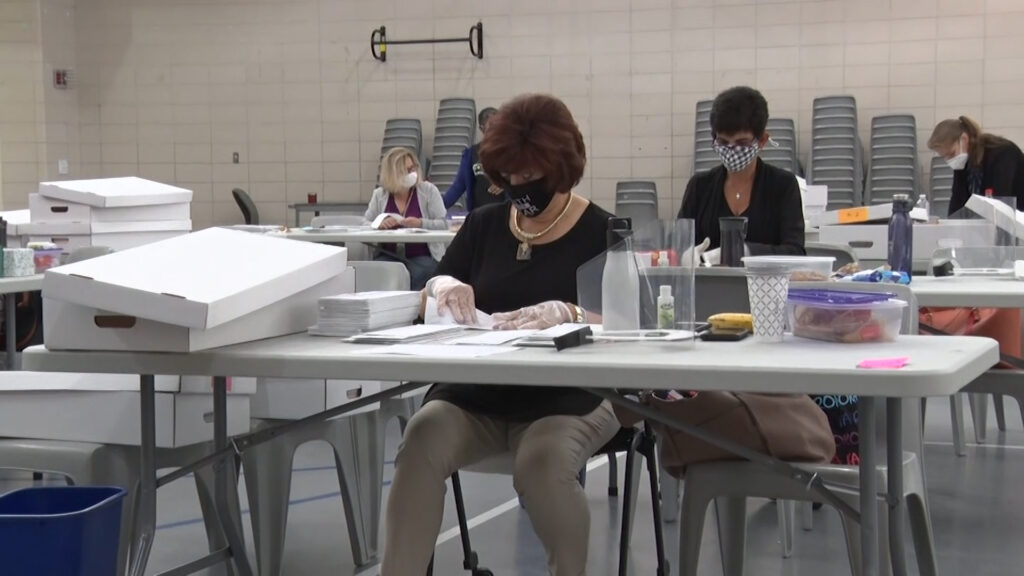 707Hill_primary Election workers in Union County sorted mail-in ballots on the day of primary elections, July 7, 2020. (NJ Spotlight)