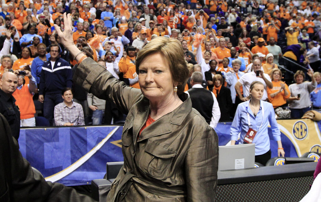 Pat Summitt Tennessee head coach Pat Summitt waves to the fans after Tennessee defeated LSU 70-58 to win the NCAA college basketball championship game at the women's Southeastern Conference tournament on Sunday, March 4, 2012, in Nashville, Tenn. (AP Photo/Mark Humphrey)