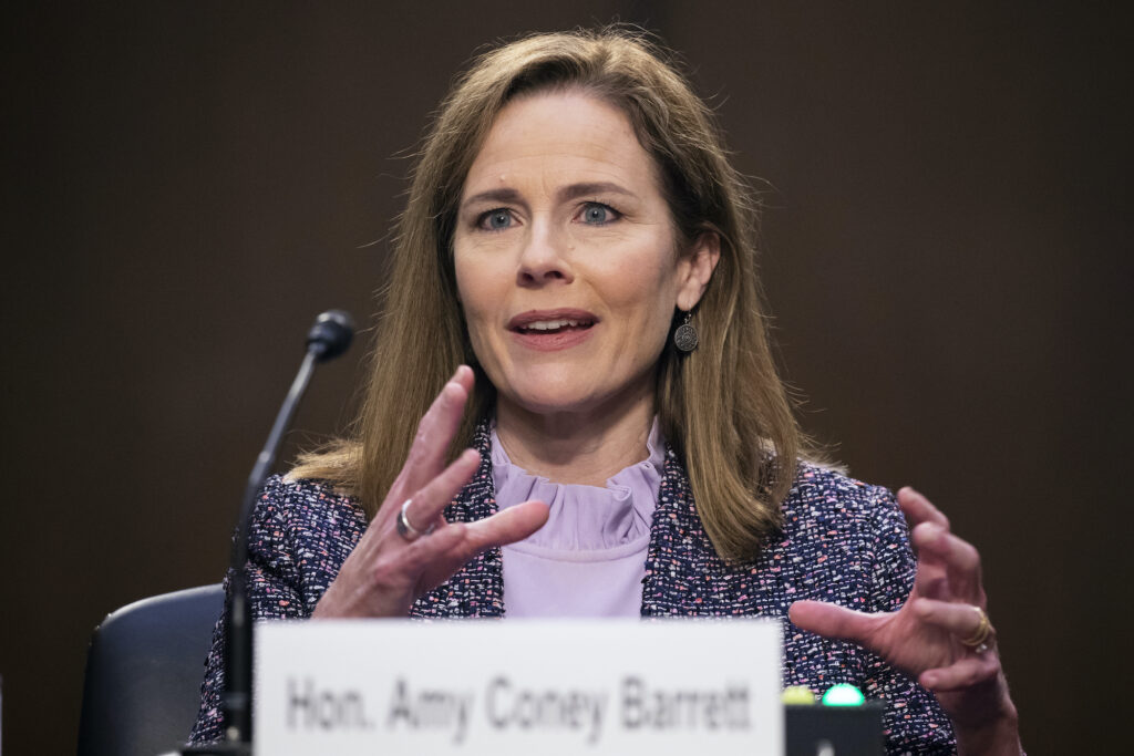 Supreme Court nominee Amy Coney Barrett Supreme Court nominee Amy Coney Barrett speaks during a confirmation hearing before the Senate Judiciary Committee