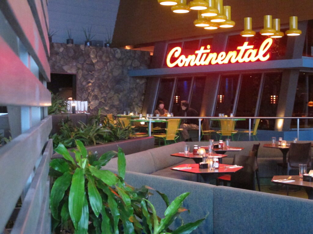 Two people eat in an otherwise empty Continental restaurant in Atlantic City