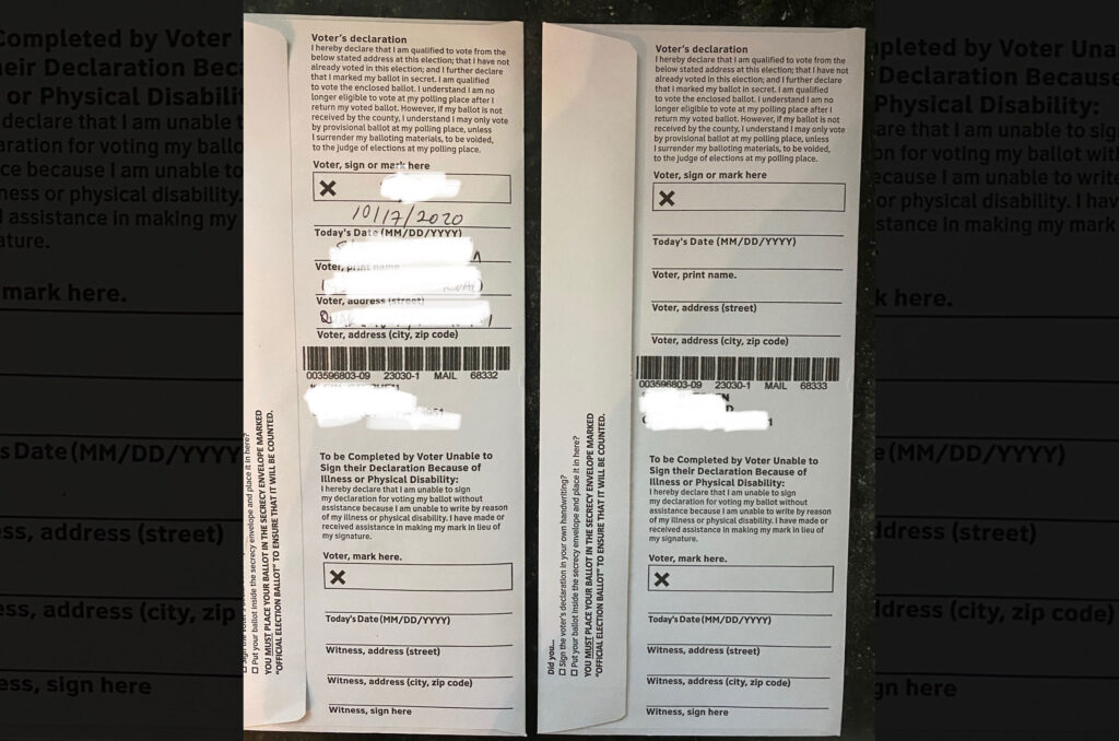Bucks-double-ballot Bucks county voter Stephen Klein's double ballot. (Courtesy of Stephen Klein)