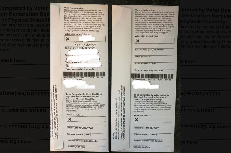 Bucks county voter Stephen Klein's double ballot. (Courtesy of Stephen Klein)