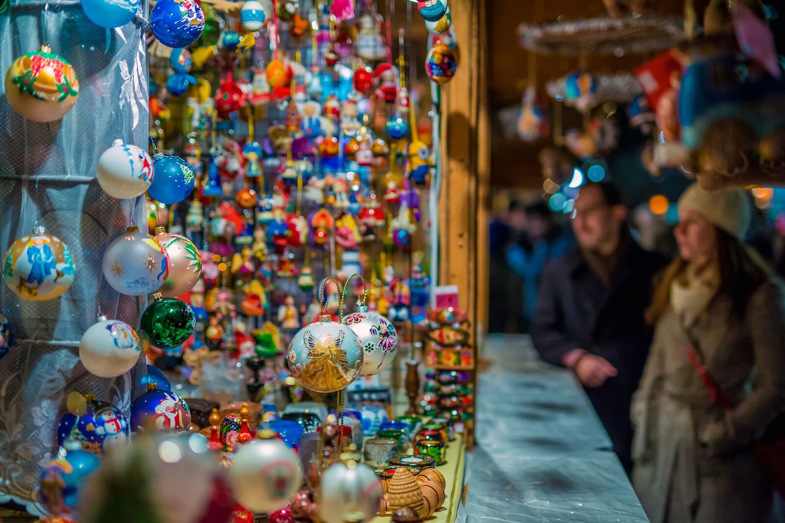 Ornaments are on display at Christmas Village pre-pandemic