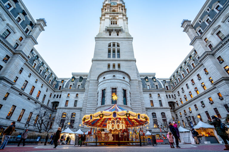 A carousel is pictured pre-pandemic at Philadelphia's Christmas Village.
