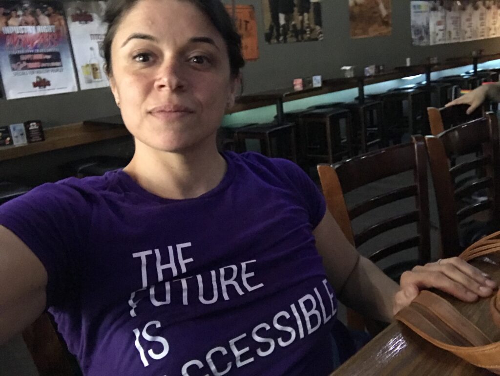 IMG_1694_newwwww Woman wearing a shirt that says 'The future is accessible'