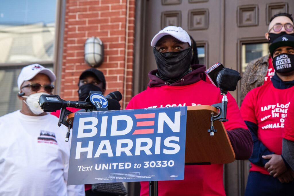 Image from iOS (183) John Elam, Philadelphia firefighter and Club Valiants member, said he’d prefer there’d be no endorsements and he wants there to be policy and procedures that include all members if there are endorsements. (Kimberly Paynter/WHYY)