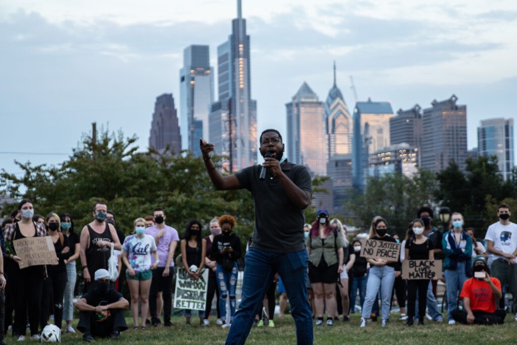 Image from iOS (198) Anthony Smith during a Philadelphia protest in September 2020. (Kimberly Paynter/WHYY)