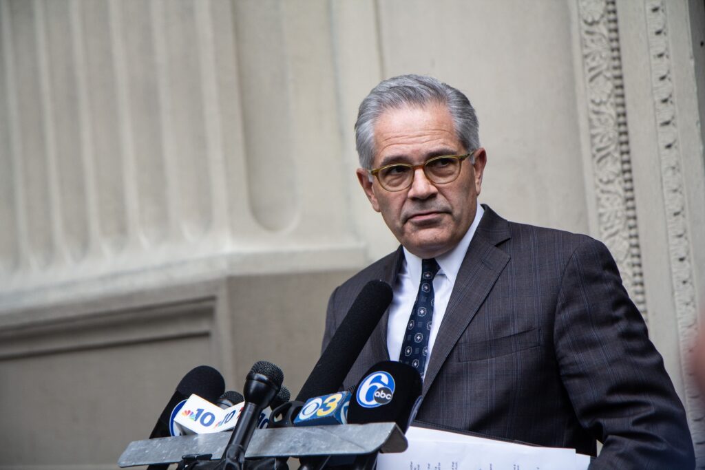 Image from iOS (5) Philadelphia District Attorney Larry Krasner called the video of Walter Wallace Jr.’s shooting by police, concerning at a press conference Tuesday afternoon. (Kimberly Paynter/WHYY)