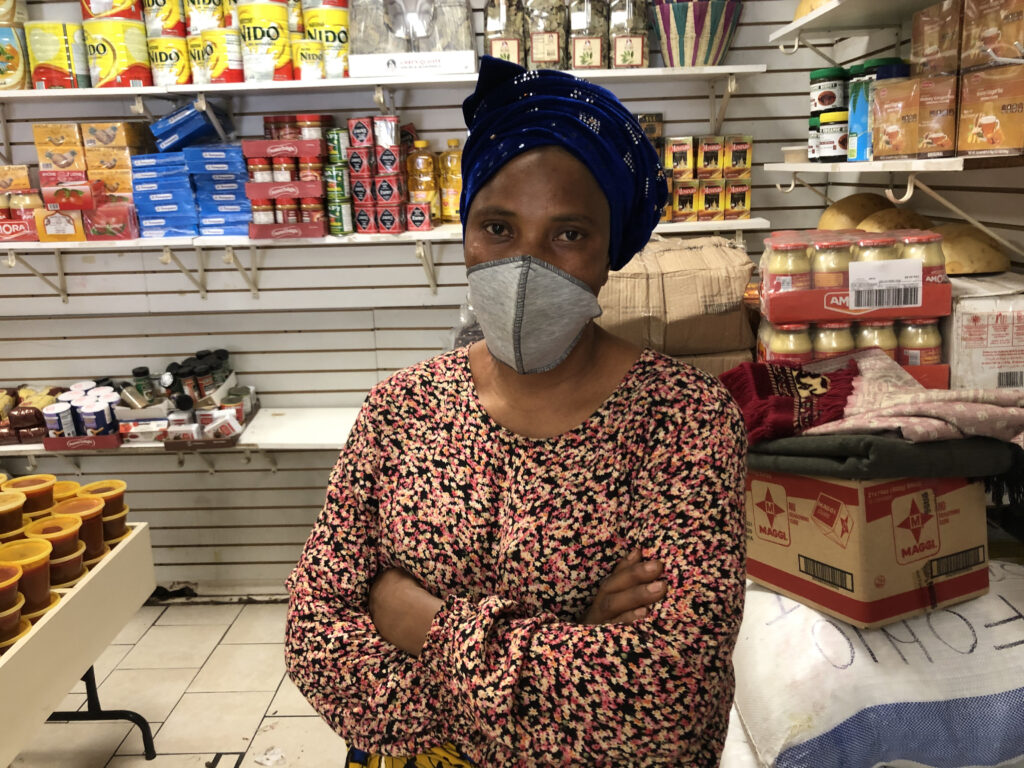 Korkor Kamera, owner of Kamera African foods on Woodland Avenue in SW Philadelphia Korkor Kamara, owner of Kamara African foods on Woodland Avenue in Southwest Philadelphia. (Miles Bryan/WHYY)