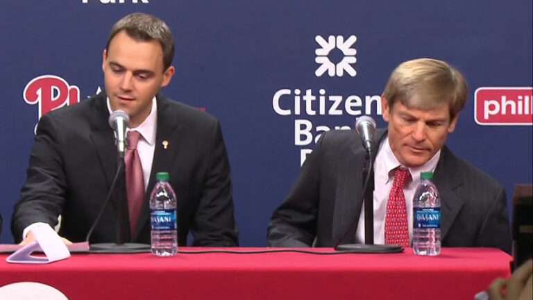 Phillies General Manager Matt Klentak (left) and  Phillies owner John Middleton. (NBC Sports)