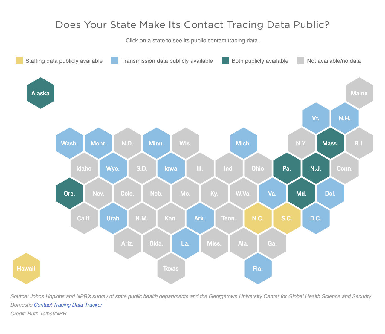 Map of which states make their contact tracing data public