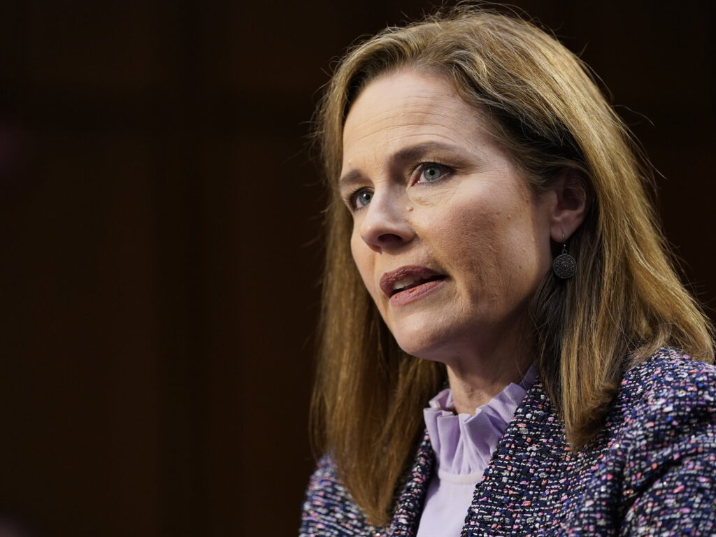 Amy Coney Barrett Supreme Court nominee Amy Coney Barrett speaks during a confirmation hearing before the Senate Judiciary Committee
