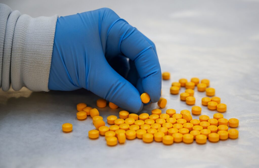 A Drug Enforcement Administration (DEA) chemist checks confiscated powder containing fentanyl at the DEA Northeast Regional Laboratory on Oct. 8, 2019 in New York. A Drug Enforcement Administration (DEA) chemist checks confiscated powder containing fentanyl at the DEA Northeast Regional Laboratory on October 8, 2019 in New York. (Photo by DON EMMERT/AFP via Getty Images)