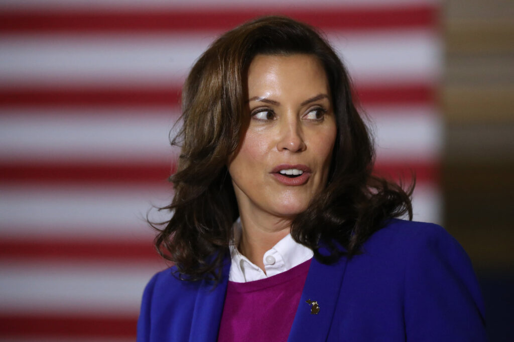 Michigan Gov. Gretchen Whitmer is seen here campaigning for Democratic presidential nominee Joe Biden