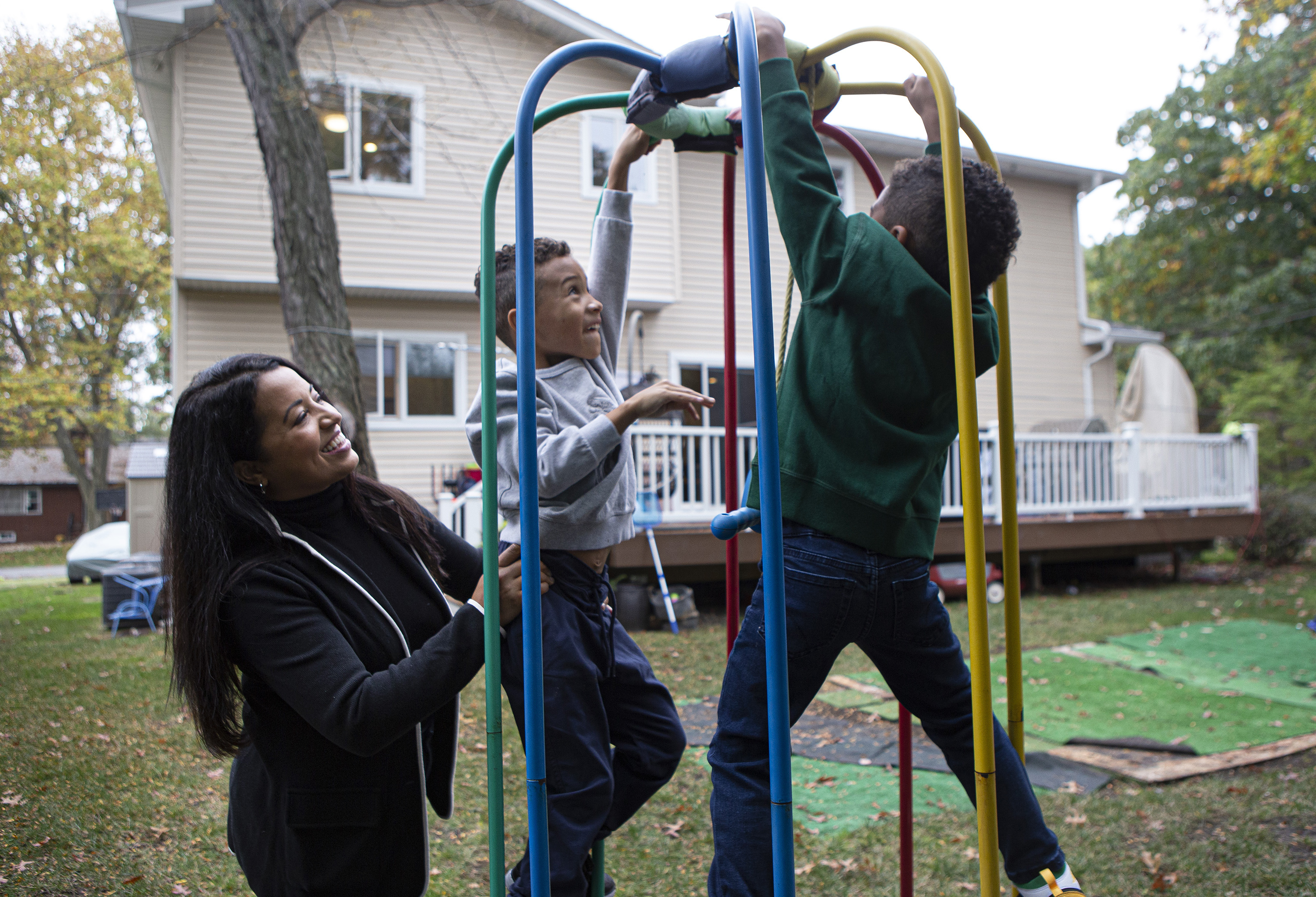 Mercedes and her two sons Lucas, 7, (center) and Sebastian, 5