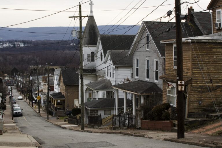 A residential street in Plymouth, Pa. Luzerne County. (Matt Rourke/AP Photo)