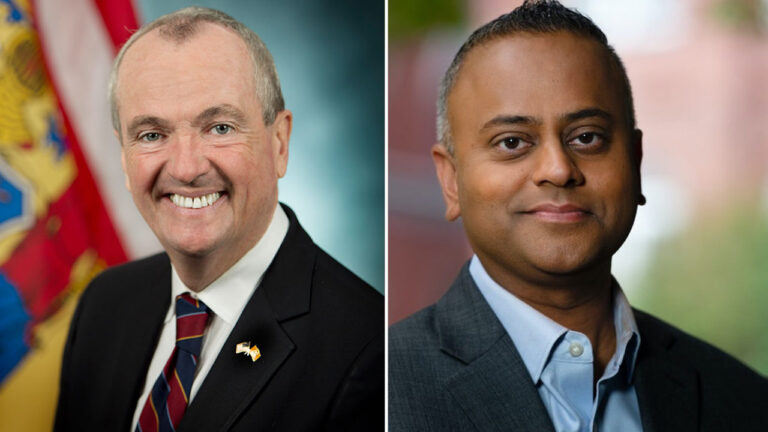 New Jersey Gov. Phil Murphy and New Jersey Republican Senate candidate Rik Mehta