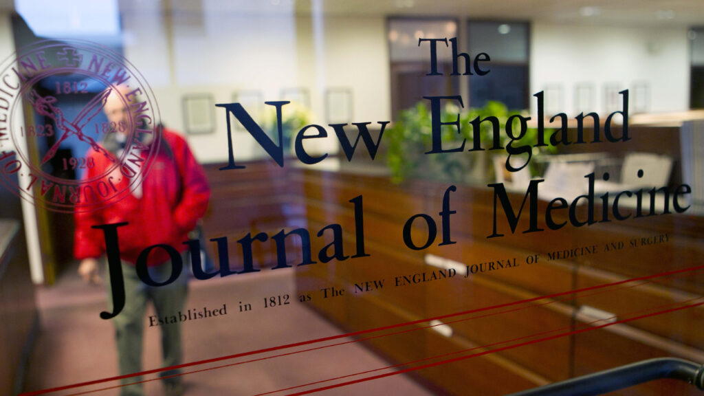 The entrance to the editorial offices of the New England Journal of Medicine in Boston