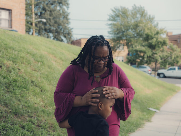 Patricia Stamper, with her 5-year-old son