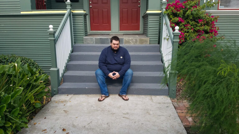 Sevy Guasch outside his home