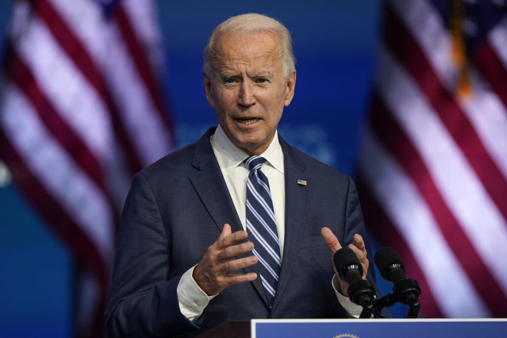 Joe Biden President-elect Joe Biden speaks Tuesday, Nov. 10, 2020, at The Queen theater