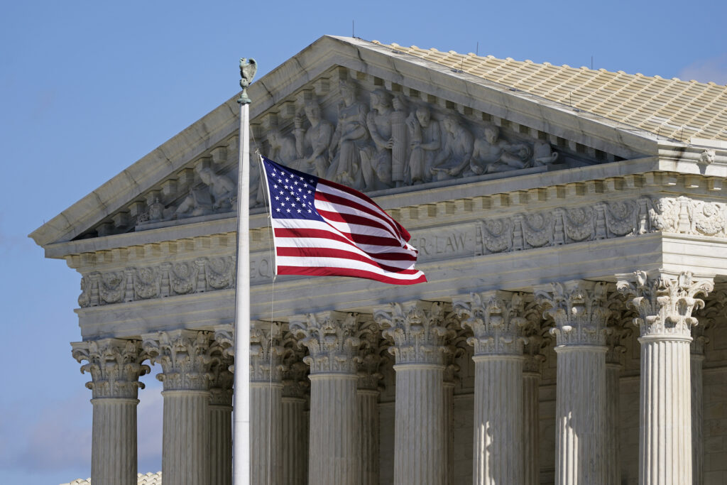 Supreme Court 2020 Census An American flag waves in front of the Supreme Court building