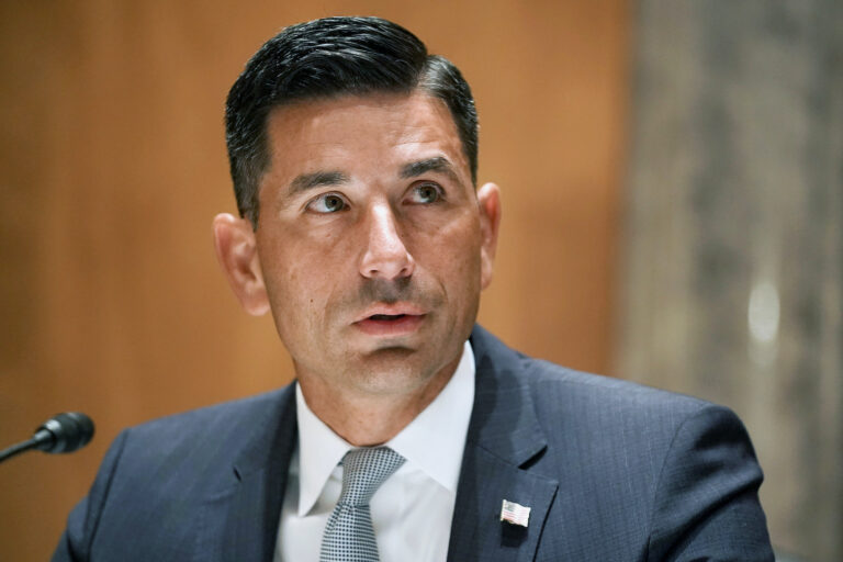Department of Homeland Security acting Secretary Chad Wolf makes an opening statement at his confirmation hearing