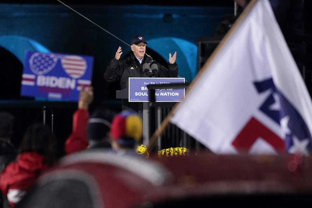 Joe Biden Democratic presidential candidate former Vice President Joe Biden speaks at a drive-in rally at FDR Park