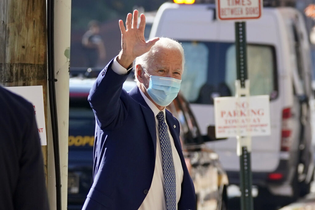 Joe Biden President-elect Joe Biden waves as he arrives Monday, Nov. 9, 2020, at The Queen theater