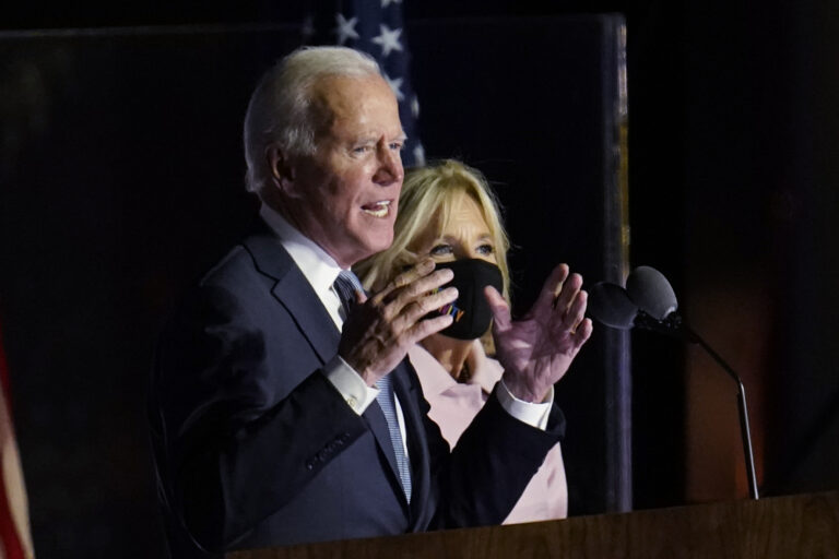Democratic presidential candidate former Vice President Joe Biden speaks to supporters