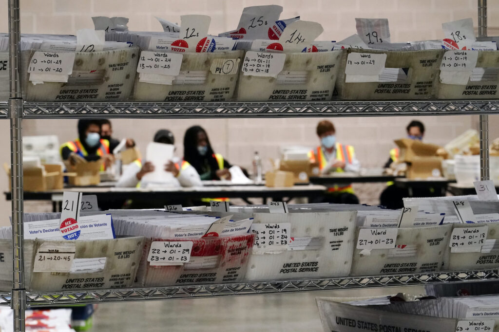 Election 2020 Philadelphia Workers with the Philadelphia City Commissioners office sort election materials