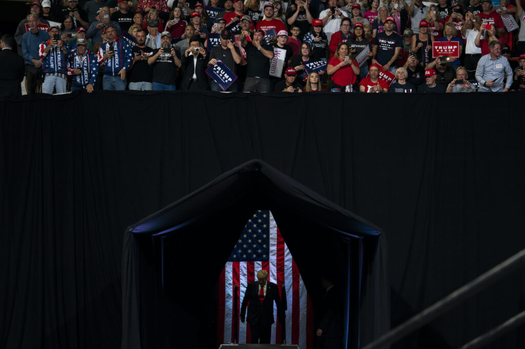 Donald Trump President Donald Trump arrives to speak at a campaign rally