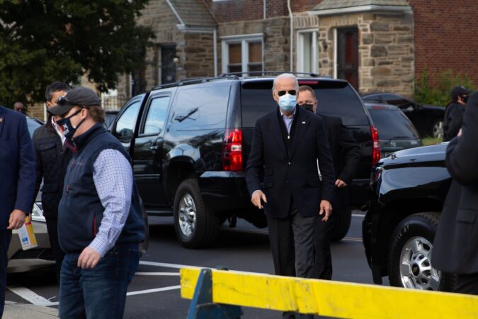 Joe Biden arrives in Northwest Philadelphia on Election Day.