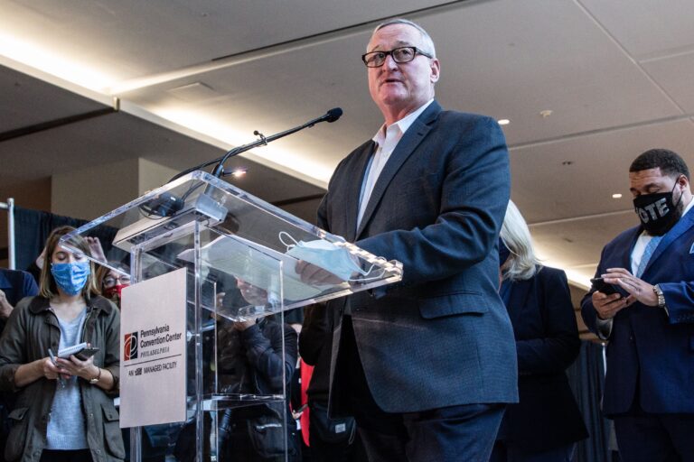 Jim Kenney speaking at a podium