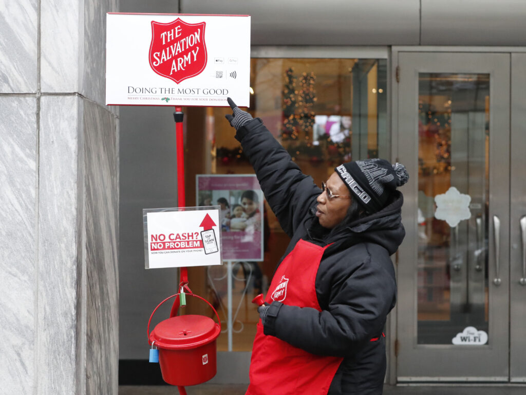 The Salvation Army’s red-kettle campaign is expecting fewer donations and volunteers this year as a result of the coronavirus pandemic. The Salvation Army's red-kettle campaign is expecting fewer donations and volunteers this year as a result of the coronavirus pandemic. (Charles Rex Arbogast/AP Photo)