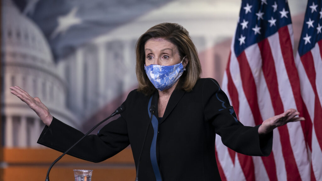Speaker of the House Nancy Pelosi, D-Calif., meets with reporters on Capitol Hill