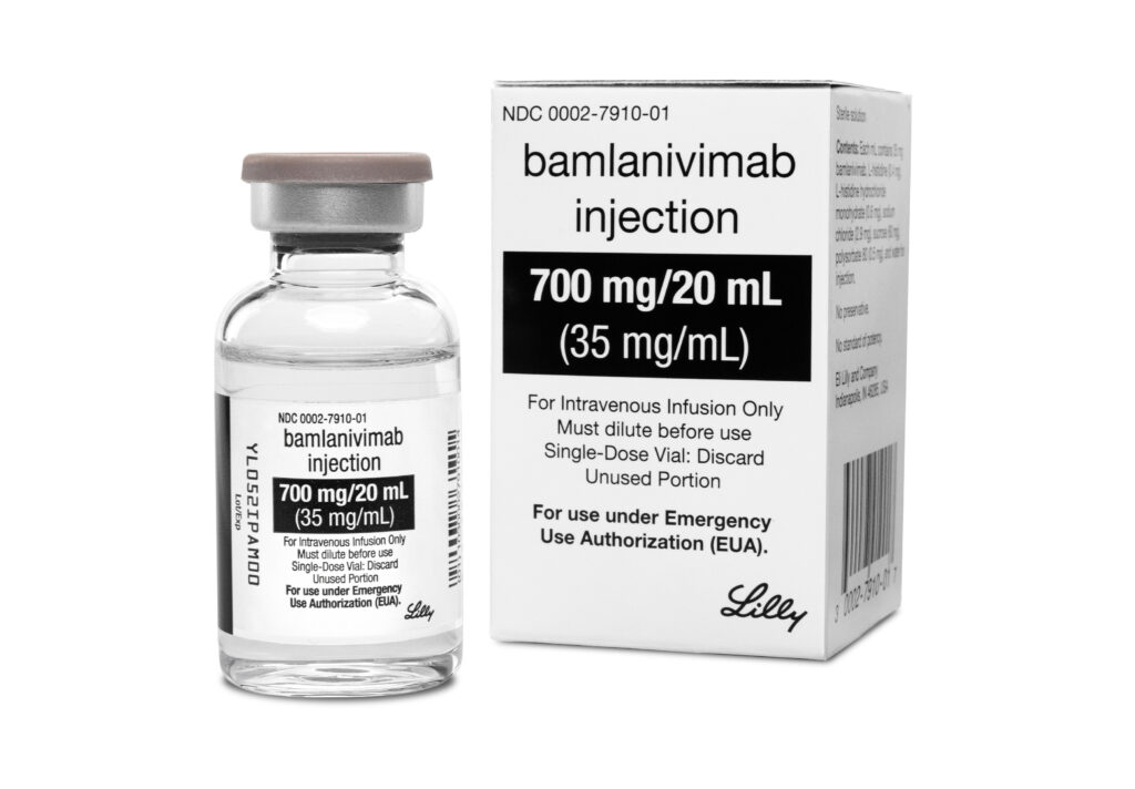 The Food and Drug Administration has authorized Eli Lilly’s antibody-based drug bamlanivimab for emergency use as a treatment for COVID-19. This photo provided by Eli Lilly shows the drug Bamlanivimab