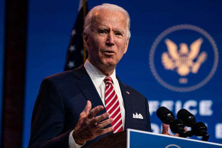 President-elect Joe Biden delivers remarks Monday in Wilmington, Del.