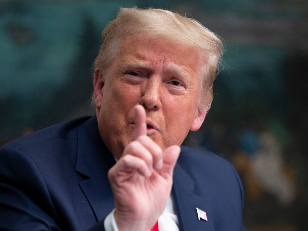 President Trump took questions for the first time since he lost the election to Joe Biden after he spoke to troops serving overseas on Thanksgiving. President Trump took questions for the first time since he lost the election to Joe Biden after he spoke to troops serving overseas on Thanksgiving. (Andrew Caballero-Reynolds / AFP via Getty Images)