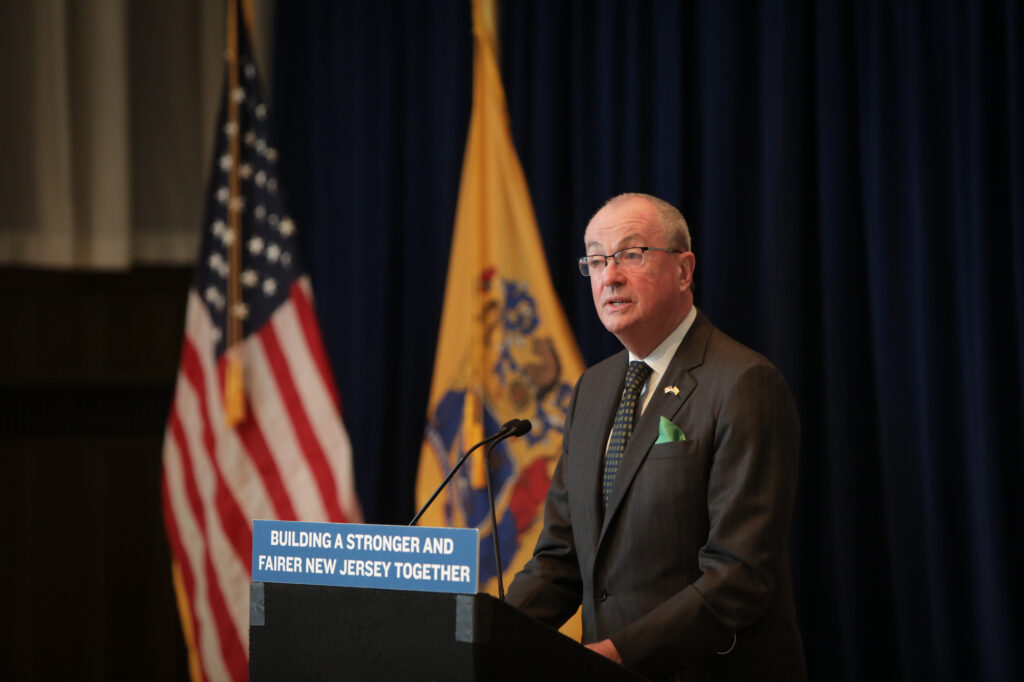 Governor Murphy announces his appointments of Dianna Houenou as Chair of the Cannabis Regulatory Commission, and Jeff Brown will serve as Executive Director of the Commission at the Trenton War Memorial on Friday, November 6th, 2020. (Edwin J. Torres/Gov New Jersey Gov. Phil Murphy addresses the media in Trenton