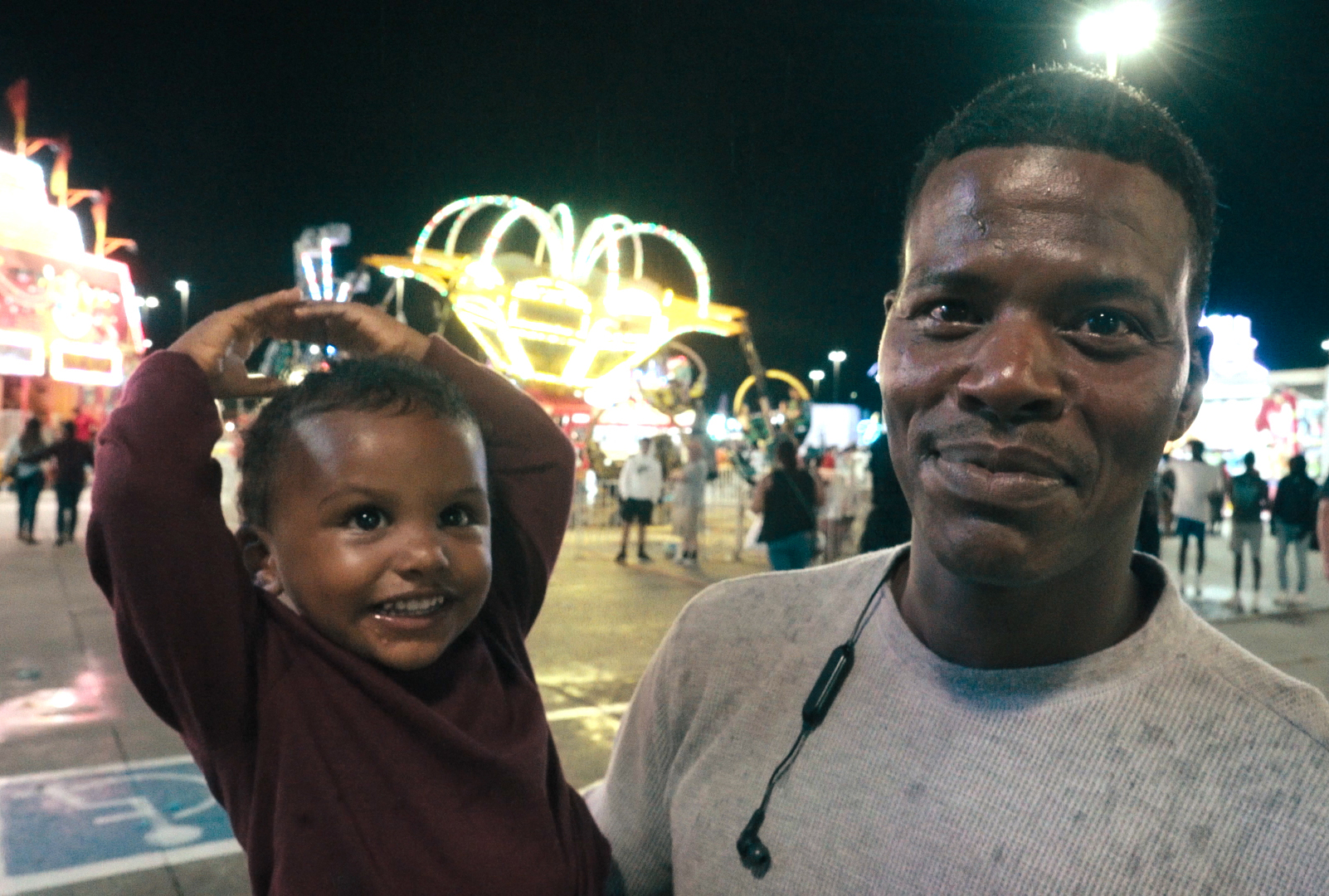 Daryl Gannt and his son, Darnez, during the filming of "Higher Love."