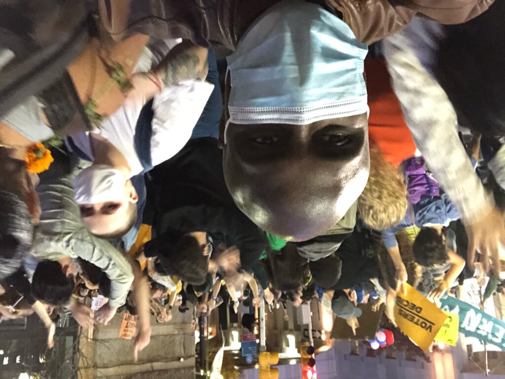 Philadelphians took to the streets after Biden's win was announced. (Solomon Jones for WHYY)