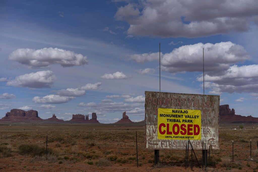 main AP20192072373062 In this April 19, 2020, file photo, a sign reads