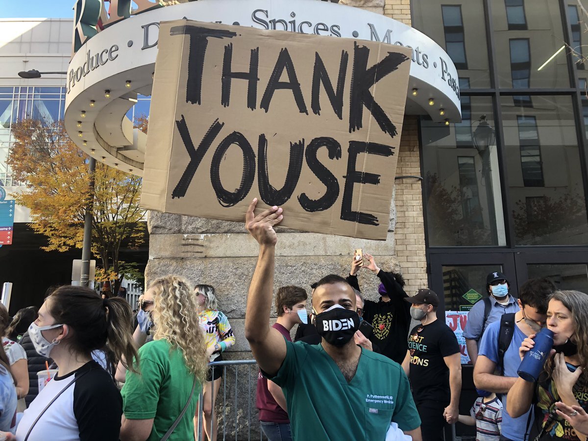 Dr. Peter Puthenveetil celebrates Biden's win in Philadelphia