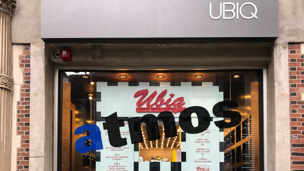 ubiq-atmos Ubiq storefront with Atmos written on top